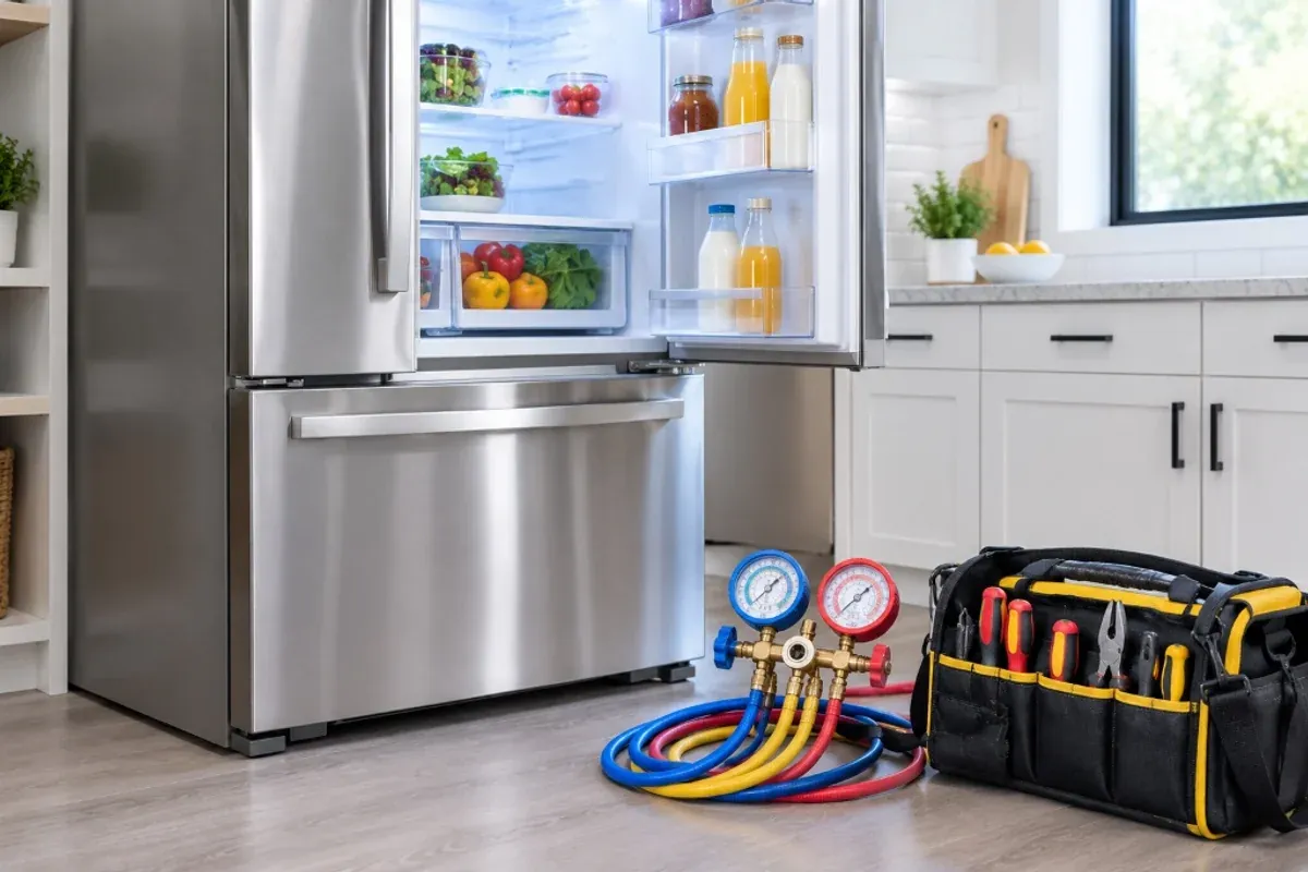 Professional refrigerator and home appliance repair technician on-site in Delaware